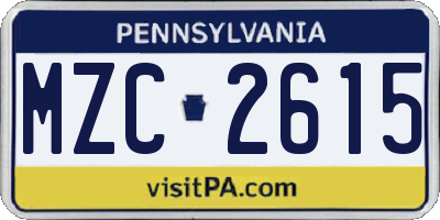 PA license plate MZC2615