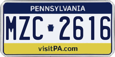 PA license plate MZC2616