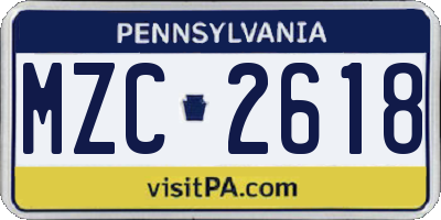 PA license plate MZC2618
