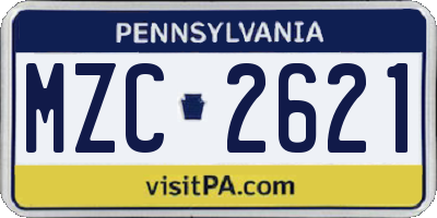 PA license plate MZC2621