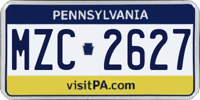 PA license plate MZC2627