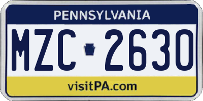 PA license plate MZC2630