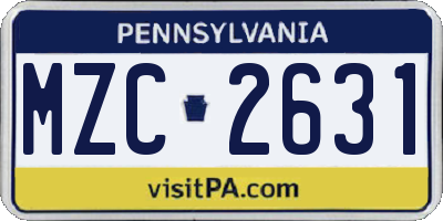 PA license plate MZC2631