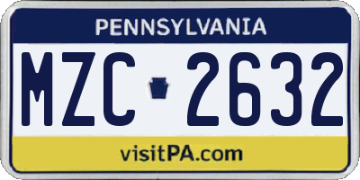 PA license plate MZC2632