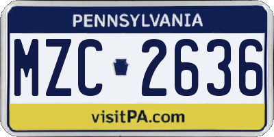 PA license plate MZC2636