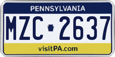 PA license plate MZC2637