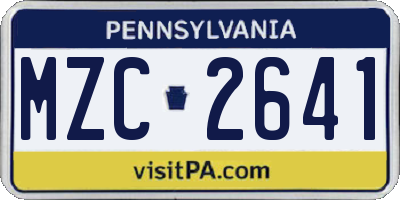 PA license plate MZC2641
