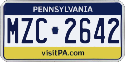 PA license plate MZC2642