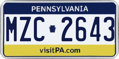 PA license plate MZC2643
