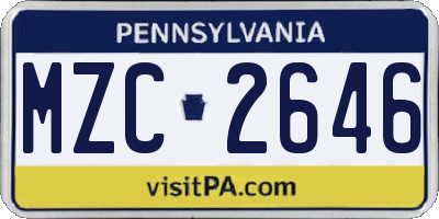 PA license plate MZC2646
