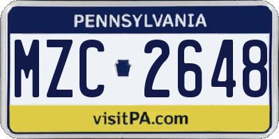 PA license plate MZC2648