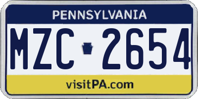 PA license plate MZC2654