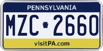 PA license plate MZC2660