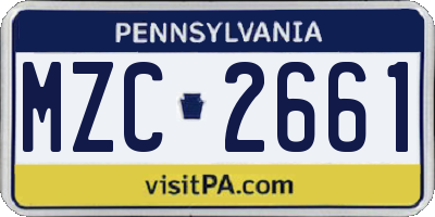 PA license plate MZC2661