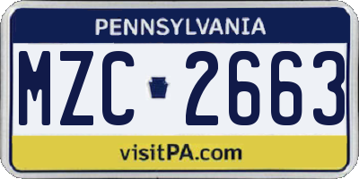 PA license plate MZC2663