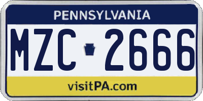 PA license plate MZC2666
