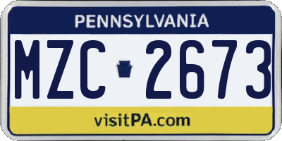 PA license plate MZC2673