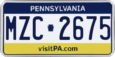 PA license plate MZC2675