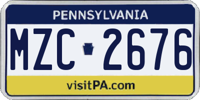 PA license plate MZC2676