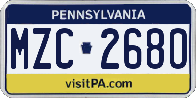 PA license plate MZC2680
