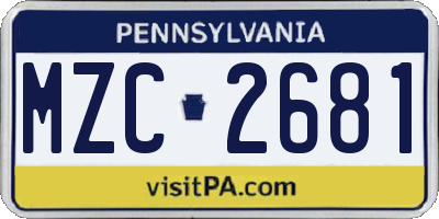 PA license plate MZC2681