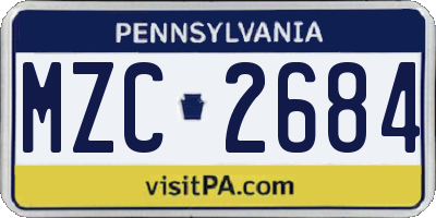 PA license plate MZC2684
