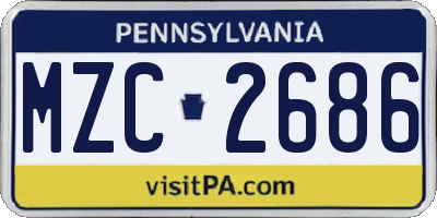 PA license plate MZC2686