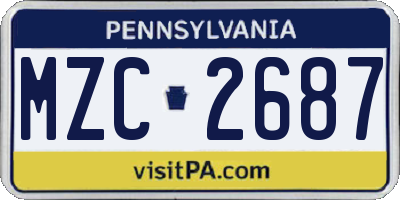 PA license plate MZC2687