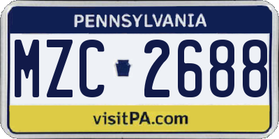 PA license plate MZC2688