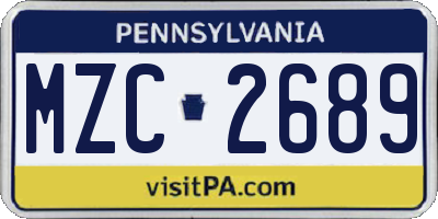 PA license plate MZC2689