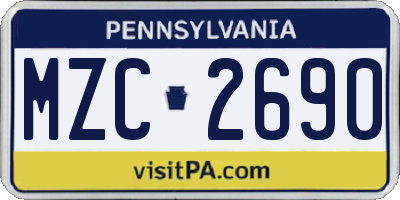 PA license plate MZC2690