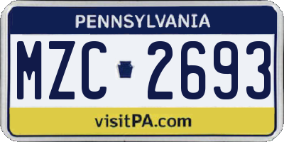 PA license plate MZC2693