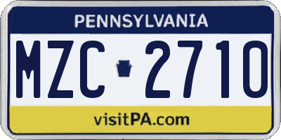 PA license plate MZC2710