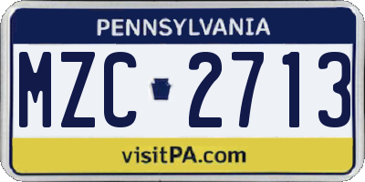 PA license plate MZC2713