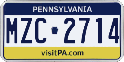 PA license plate MZC2714