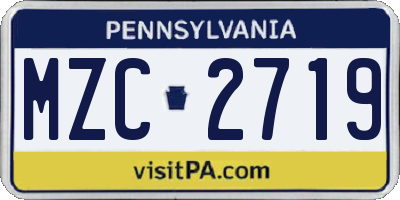 PA license plate MZC2719