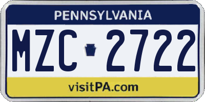 PA license plate MZC2722