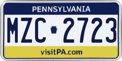 PA license plate MZC2723