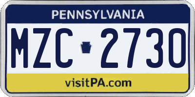 PA license plate MZC2730