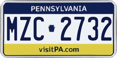 PA license plate MZC2732