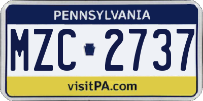 PA license plate MZC2737