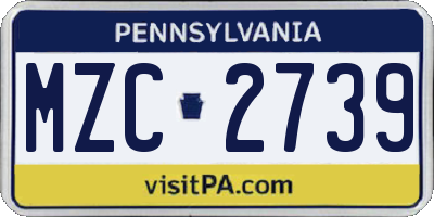 PA license plate MZC2739