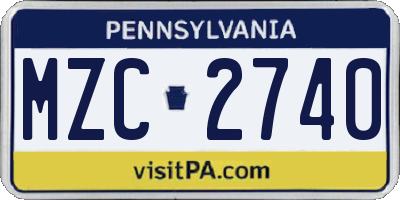 PA license plate MZC2740