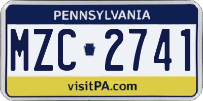 PA license plate MZC2741