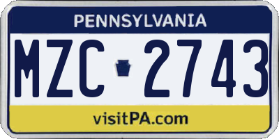 PA license plate MZC2743