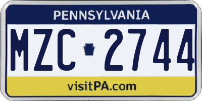 PA license plate MZC2744