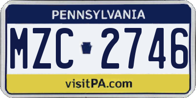 PA license plate MZC2746