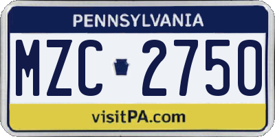 PA license plate MZC2750