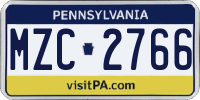 PA license plate MZC2766
