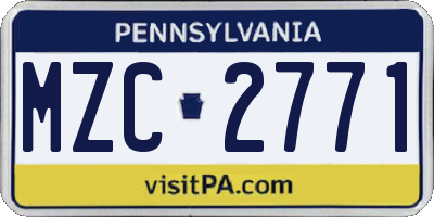 PA license plate MZC2771